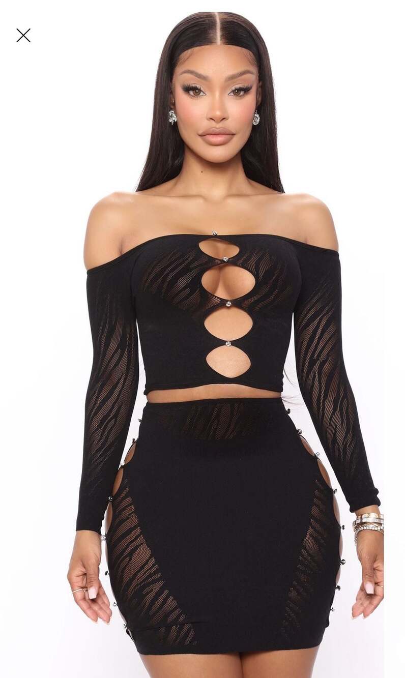 Fashion Nova Made You Look Skirt Set - Black